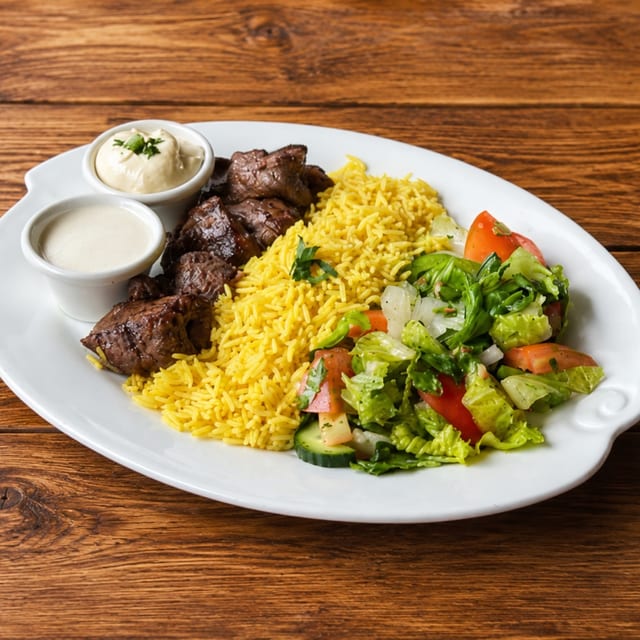 Beef kebob lunch special.