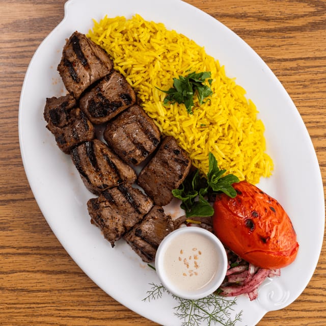 Beef kebob lunch special.