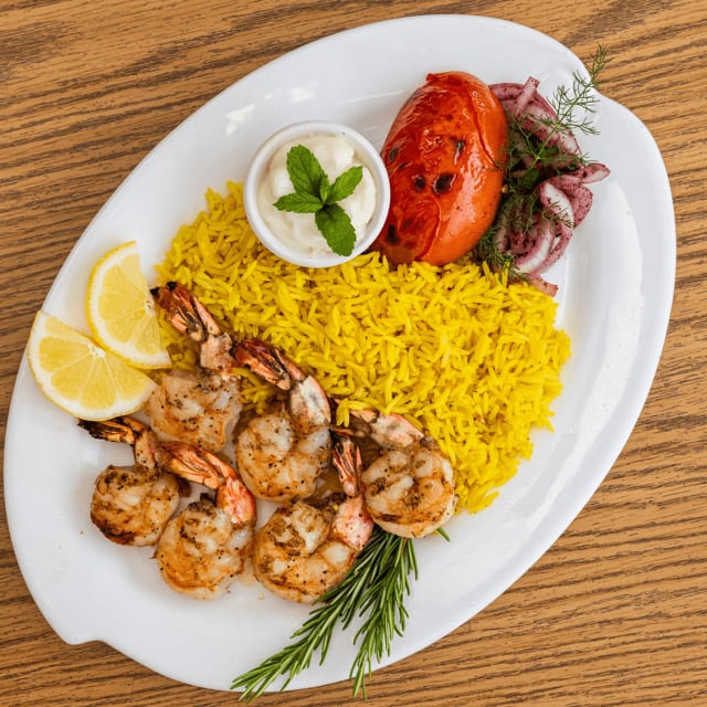 Shrimp kebab.