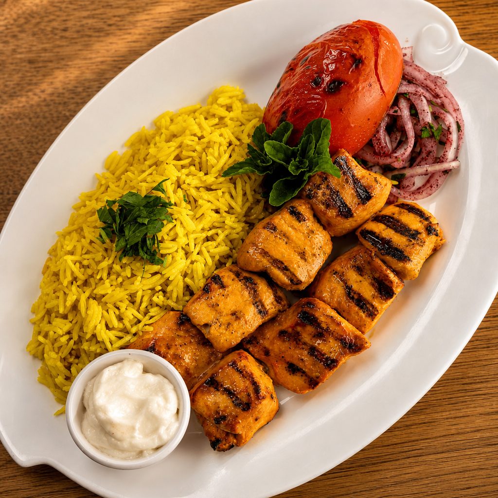 Chicken kebob 4 pieces.